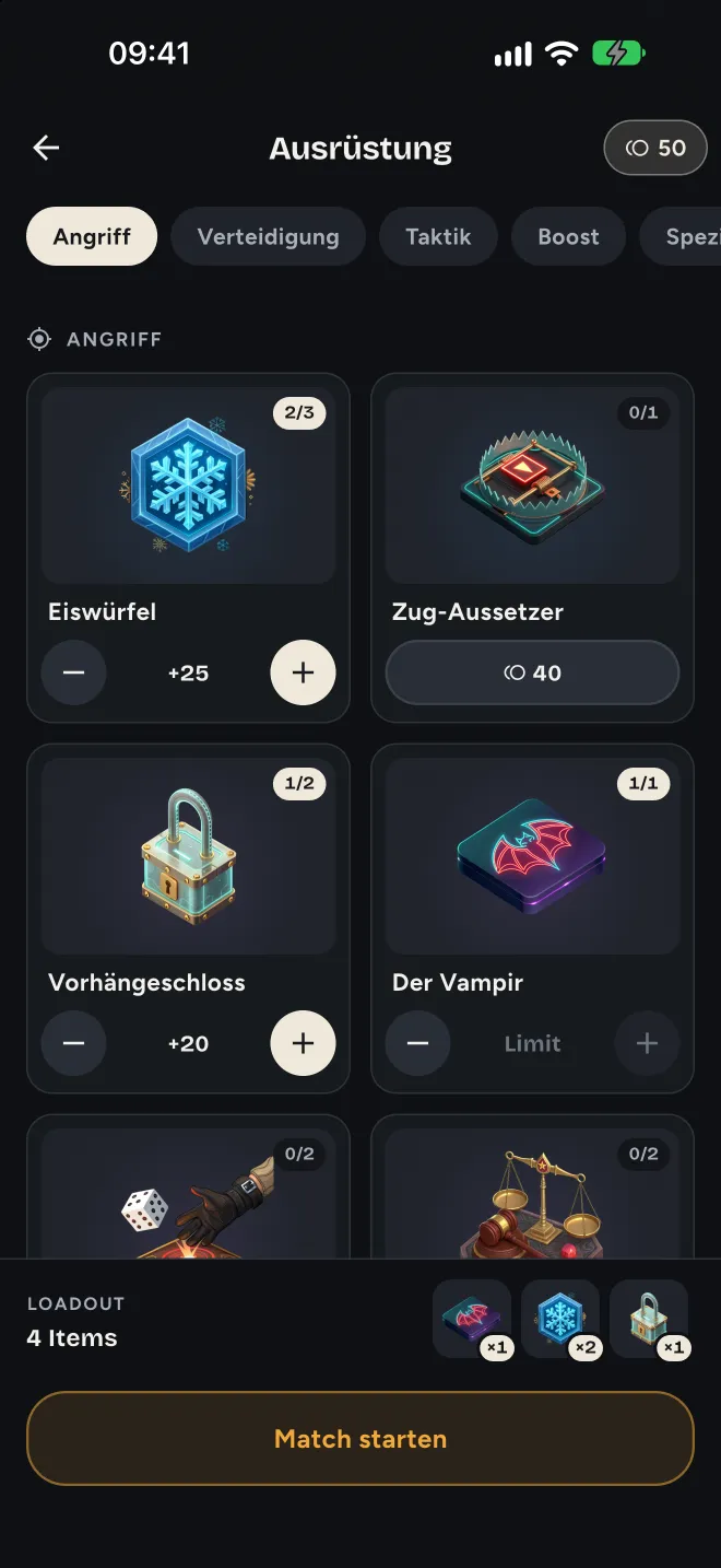 Item-Auswahl im Extrem-Modus